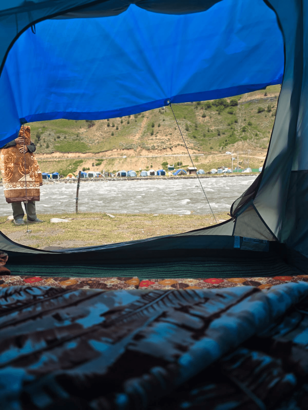 The Kishanganga river seen from inside a riverside tent at the camp